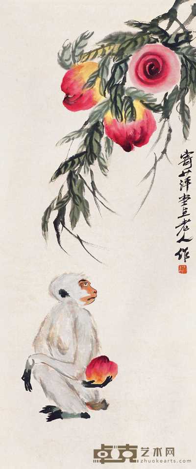 齐白石 长寿封侯 立轴 128×54cm